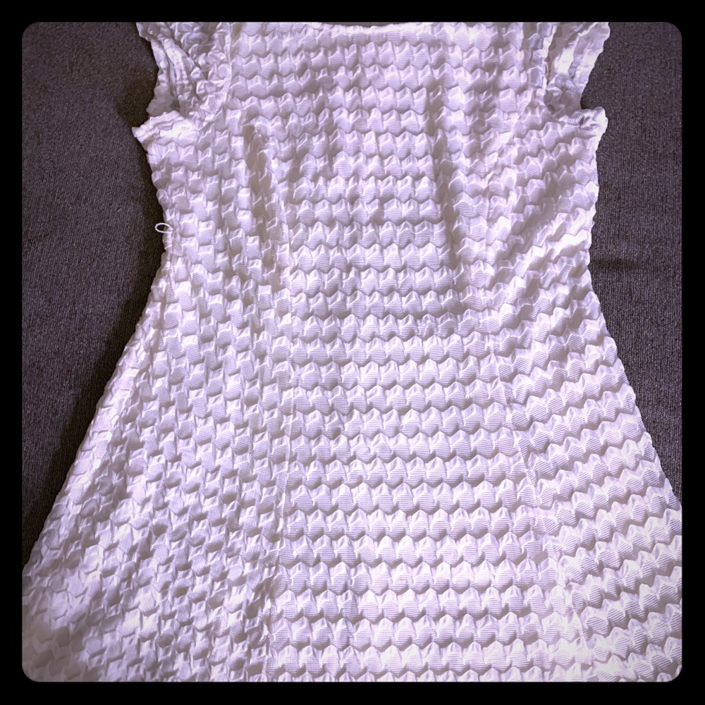 White textured short causal Dress